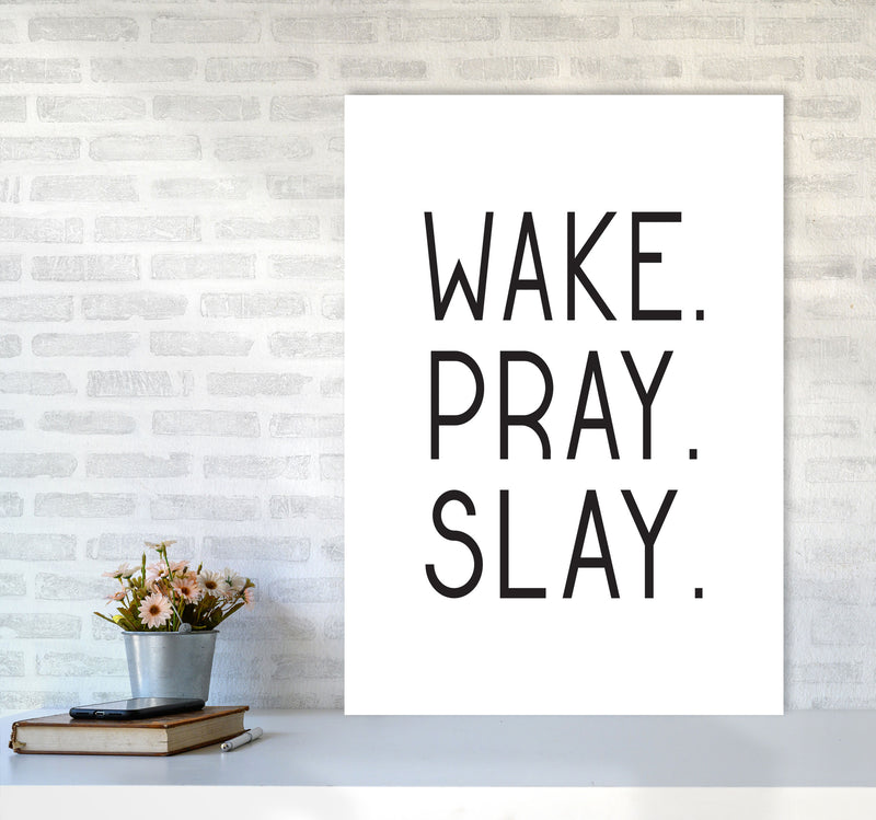 Wake Pray Slay Modern Print A1 Black Frame