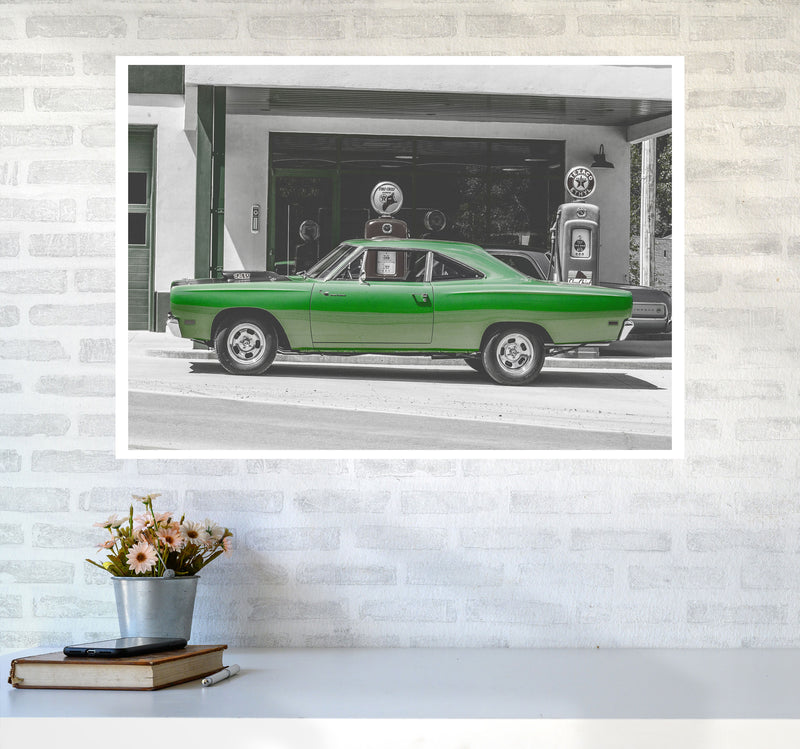 Green Car Modern Print A1 Black Frame