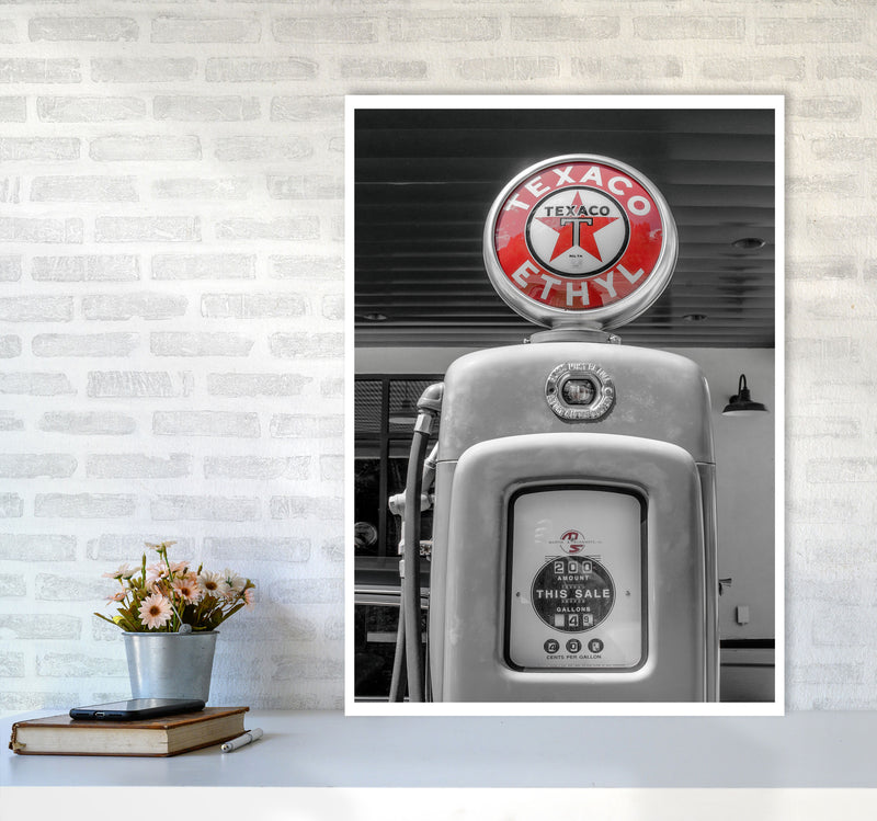 Texaco Gas Pump Modern Print A1 Black Frame