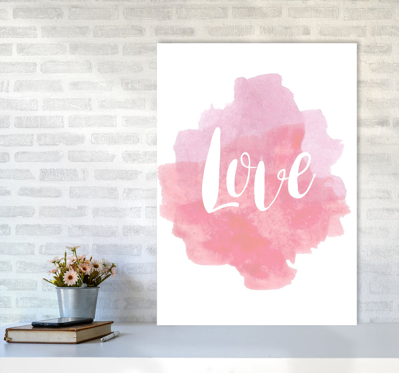 Love Pink Watercolour Modern Print A1 Black Frame