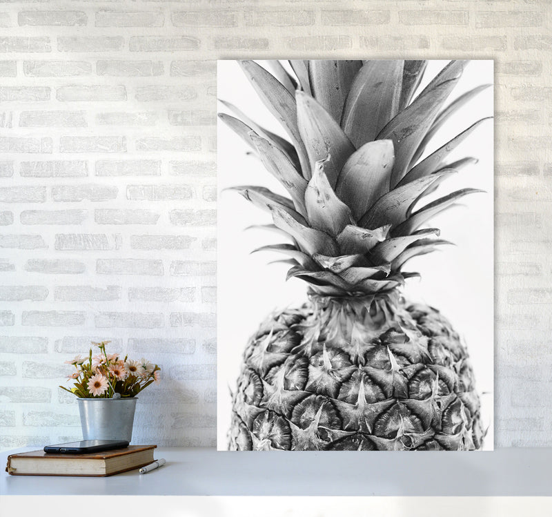 Black And White Pineapple Modern Print, Framed Kitchen Wall Art A1 Black Frame