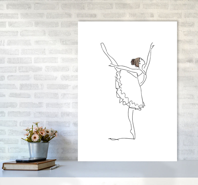 Ballet Dancer Line Drawing Modern Print A1 Black Frame
