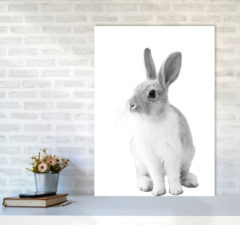 Black And White Bunny Modern Print Animal Art Print A1 Black Frame