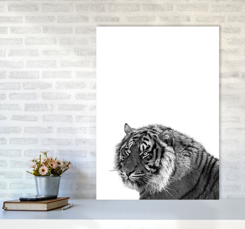 Black And White Tiger Modern Print Animal Art Print A1 Black Frame