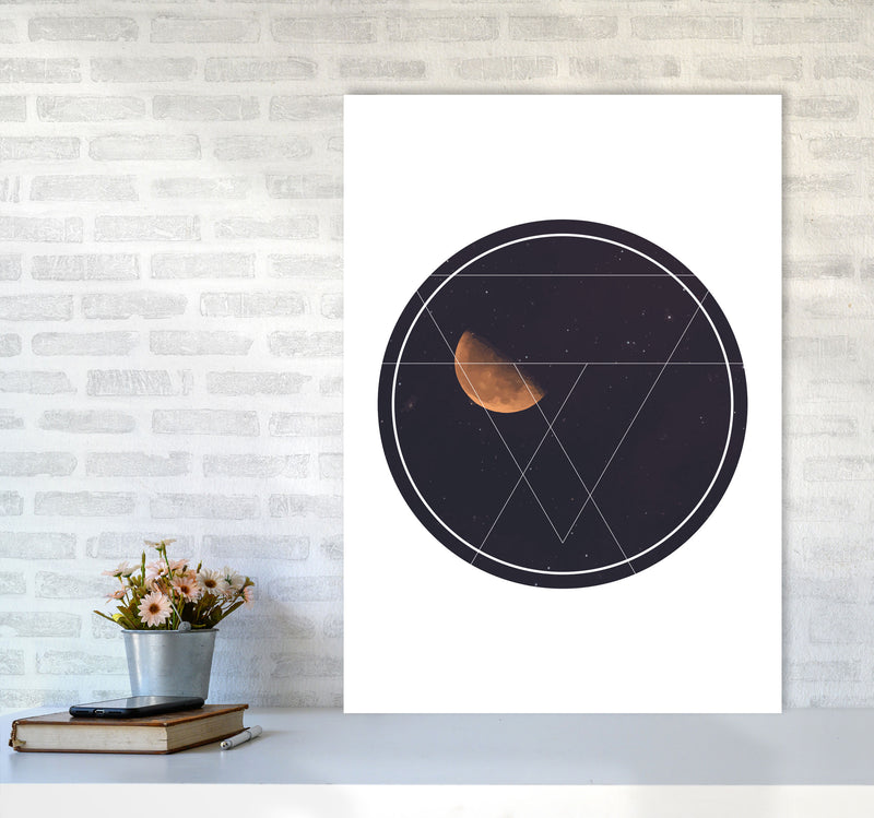Black Moon Circle Modern Print A1 Black Frame