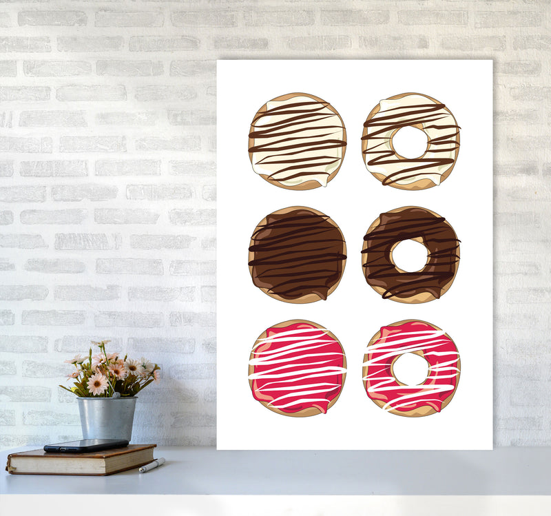 Donuts White Modern Print, Framed Kitchen Wall Art A1 Black Frame