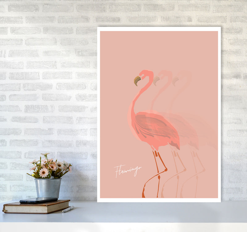 Flamingo Shadow Modern Print Animal Art Print A1 Black Frame