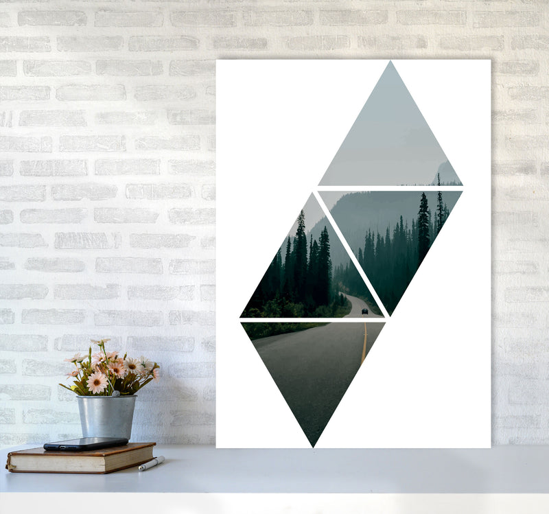 Abstract Triangles And Forest Modern Print A1 Black Frame