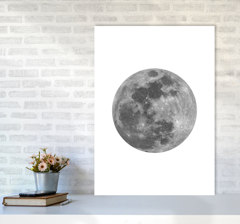 Grey Moon Modern Print A1 Black Frame