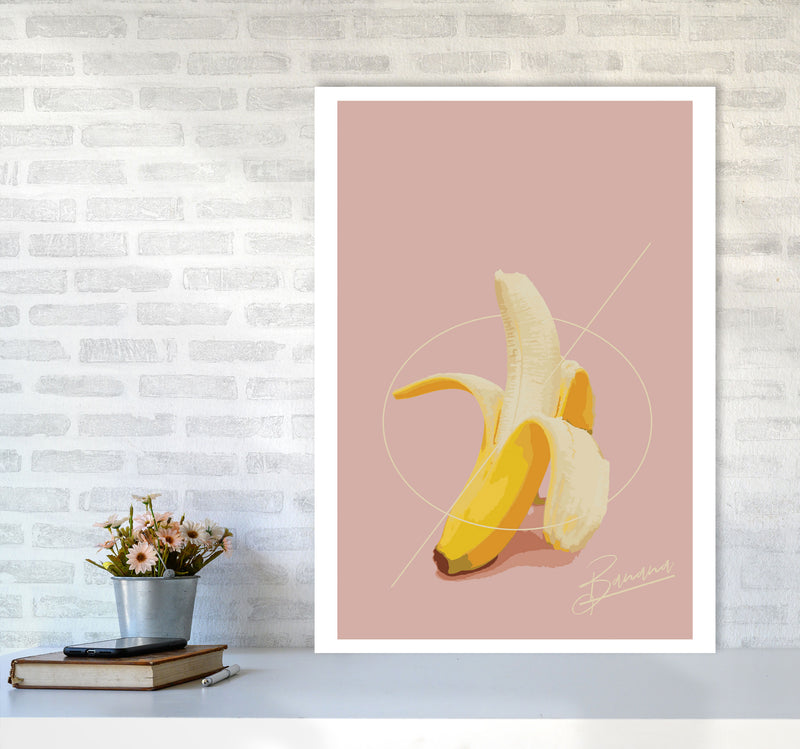 Banana Modern Print, Framed Kitchen Wall Art A1 Black Frame