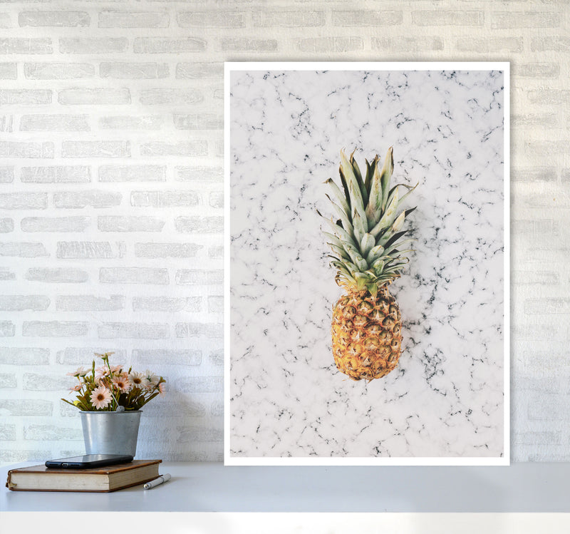 Marble Pineapple Modern Print, Framed Kitchen Wall Art A1 Black Frame