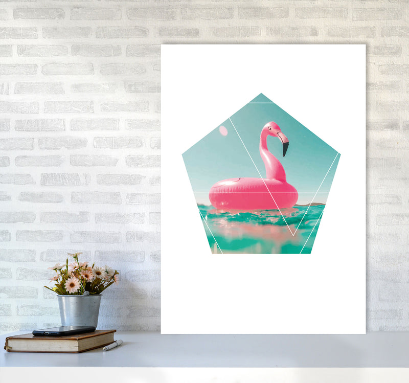 Pink Flamingo Inflatable Modern Print A1 Black Frame