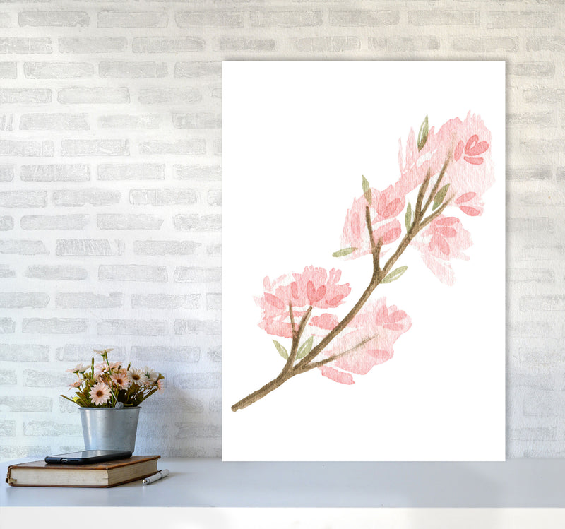 Pink Watercolour Flower 4 Modern Print A1 Black Frame