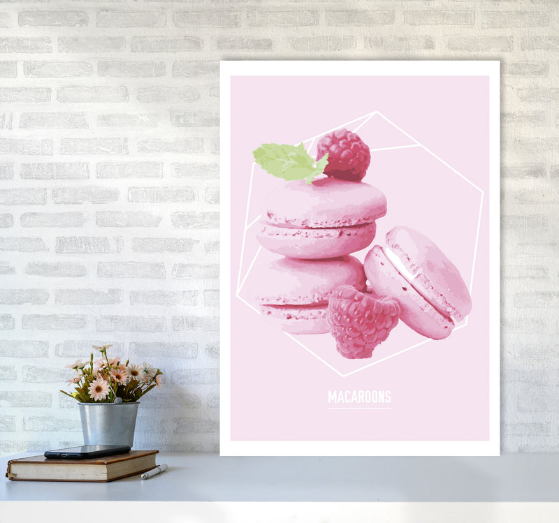 Pink Macaroons Modern Print A1 Black Frame