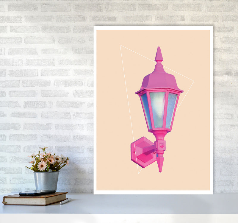 Pink Geo Lamp Modern Print A1 Black Frame