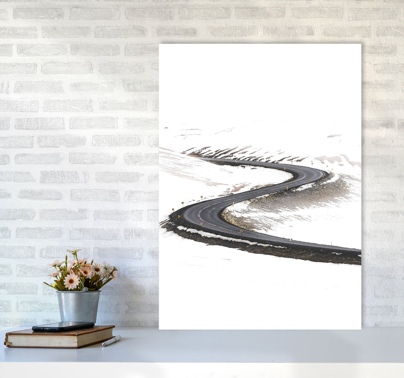 Snowy Road Pass Modern Print A1 Black Frame