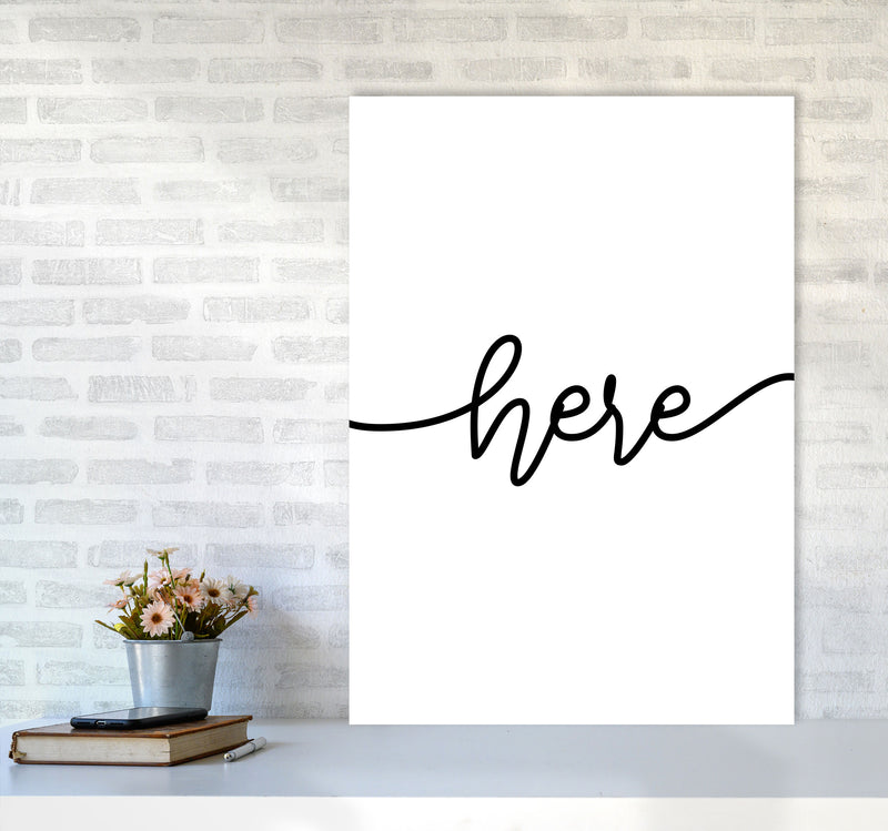 Here Framed Typography Wall Art Print A1 Black Frame