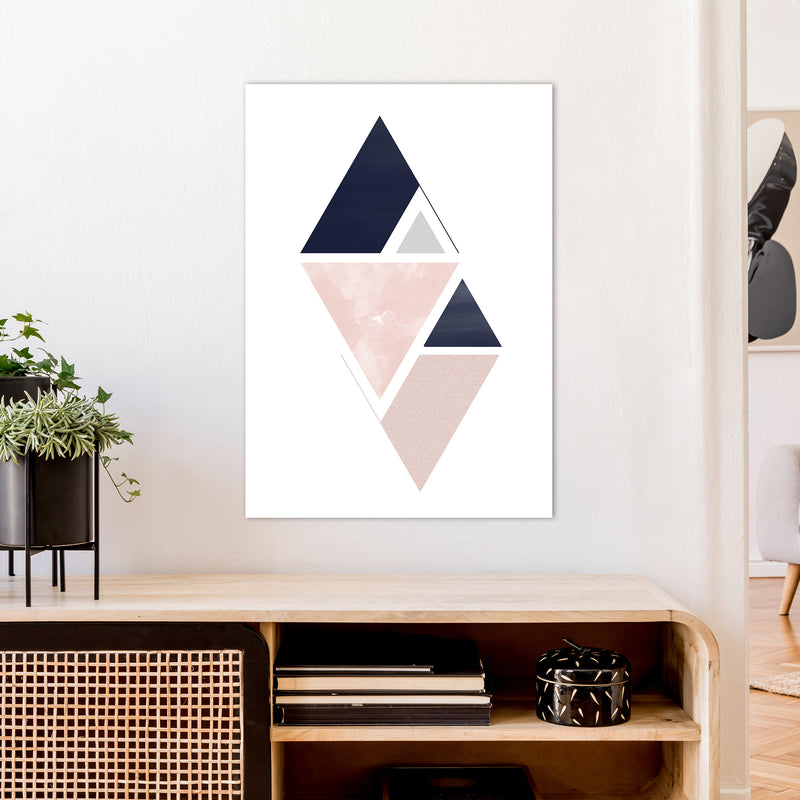Navy And Marble Pink 3 Art Print by Pixy Paper A1 Black Frame
