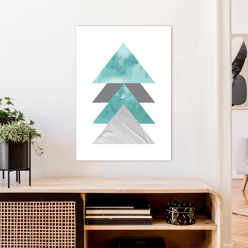 Marble Teal And Silver 2 Art Print by Pixy Paper A1 Black Frame