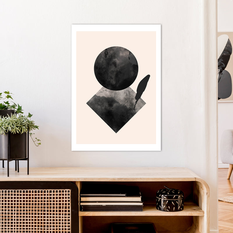 Nude And Black Watercolour 2 Art Print by Pixy Paper A1 Black Frame