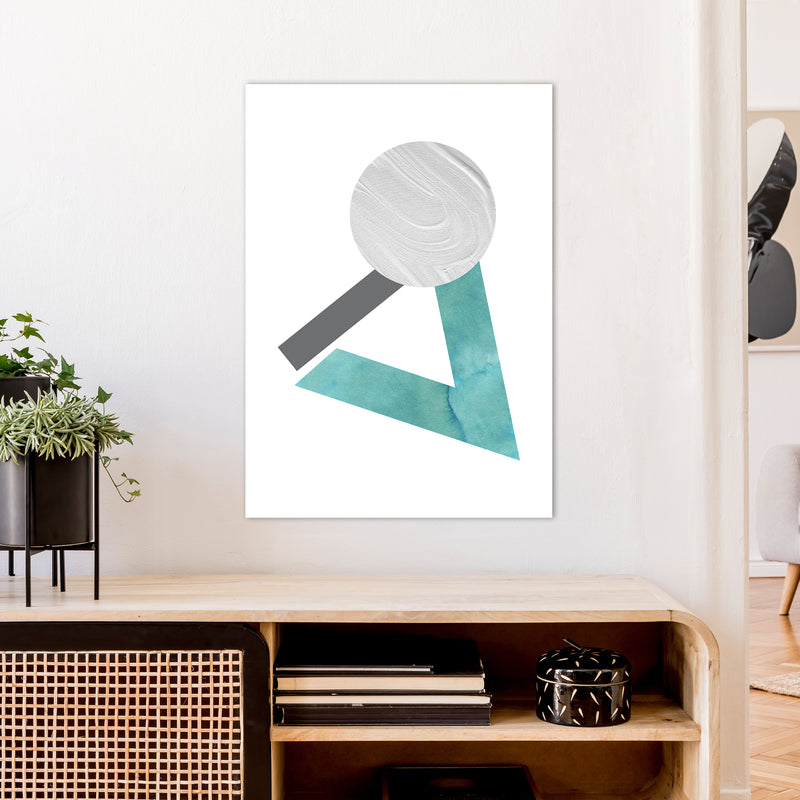 Marble Teal And Silver 3 Art Print by Pixy Paper A1 Black Frame