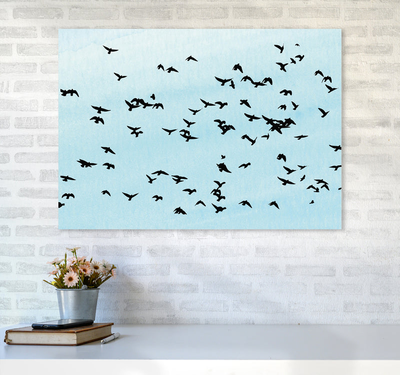 Flock Of Birds Landscape Blue Sky Art Print by Pixy Paper A1 Black Frame