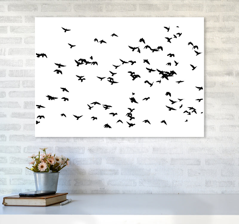 Flock Of Birds Landscape Art Print by Pixy Paper A1 Black Frame