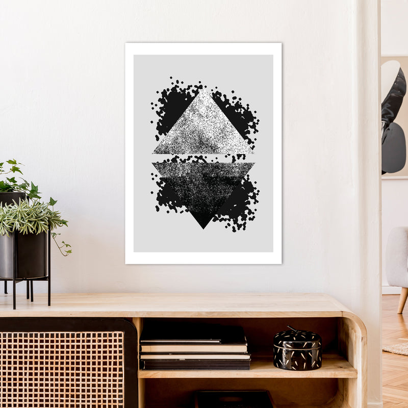 Graffiti Black And Grey Reflective Triangles  Art Print by Pixy Paper A1 Black Frame