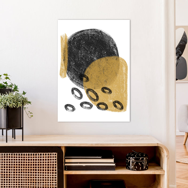 Dalia Chalk Black And Gold Bubbles  Art Print by Pixy Paper A1 Black Frame