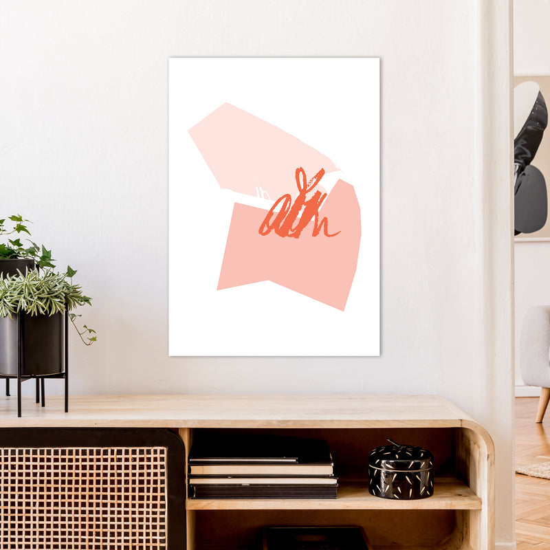 Pink And Coral Palette Shapes  Art Print by Pixy Paper A1 Black Frame
