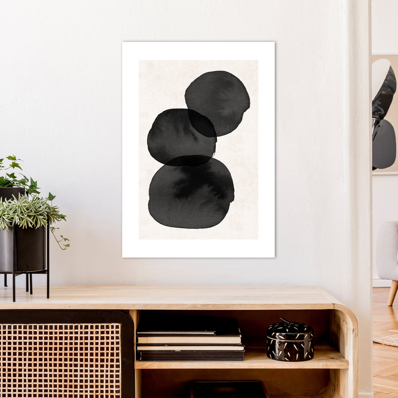 Nude And Pearl Stacked Stones  Art Print by Pixy Paper A1 Black Frame