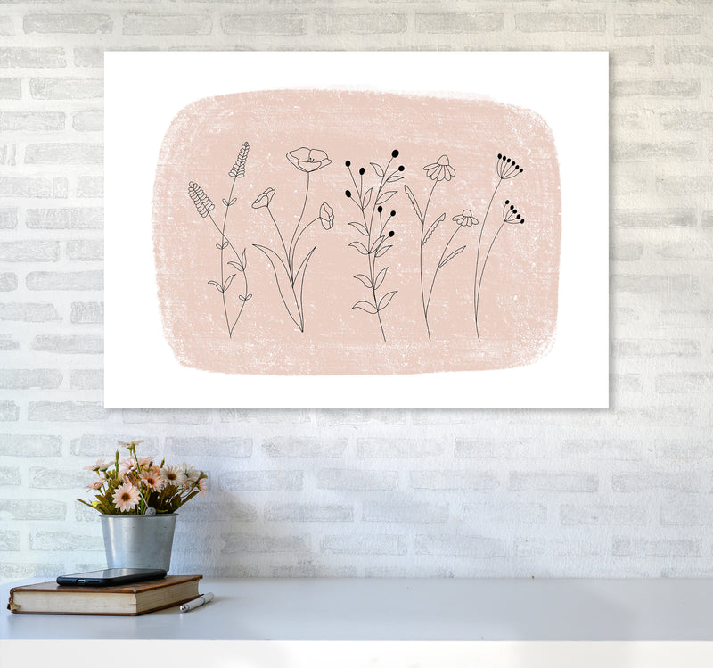 Dalia Chalk Landscape Floral  Art Print by Pixy Paper A1 Black Frame