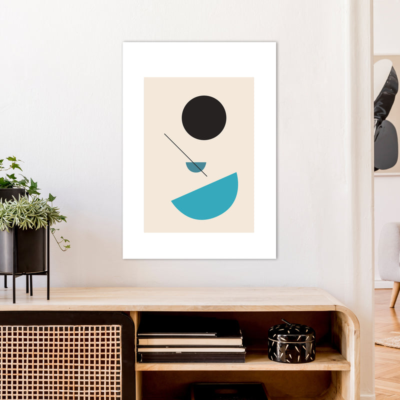 Mita Teal Abstract Shapes N2  Art Print by Pixy Paper A1 Black Frame