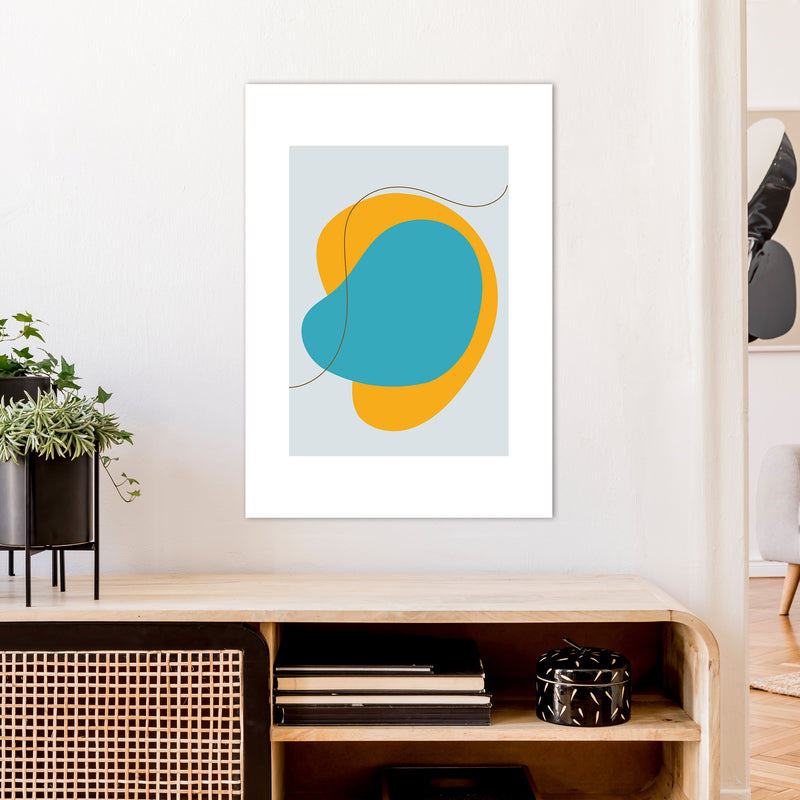 Mita Teal Bold Abstract N22  Art Print by Pixy Paper A1 Black Frame