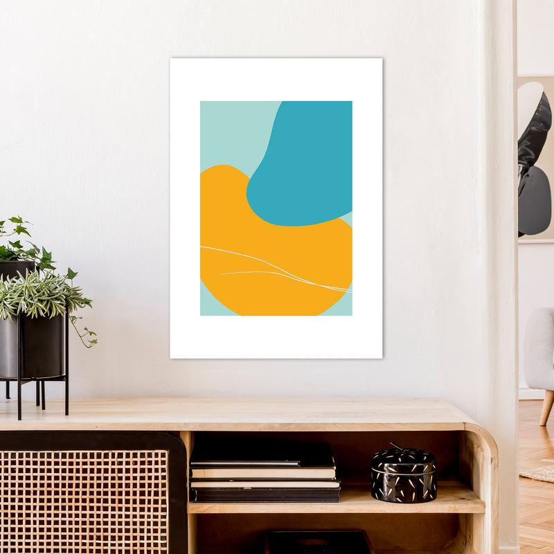 Mita Teal Bold Abstract N20  Art Print by Pixy Paper A1 Black Frame