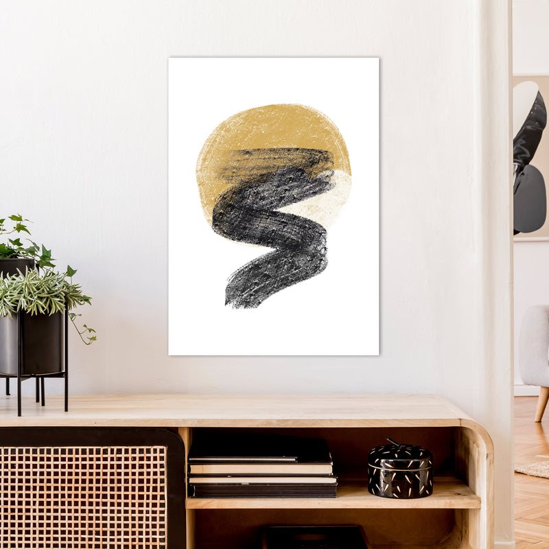 Dalia Chalk Gold Moon Zig  Art Print by Pixy Paper A1 Black Frame