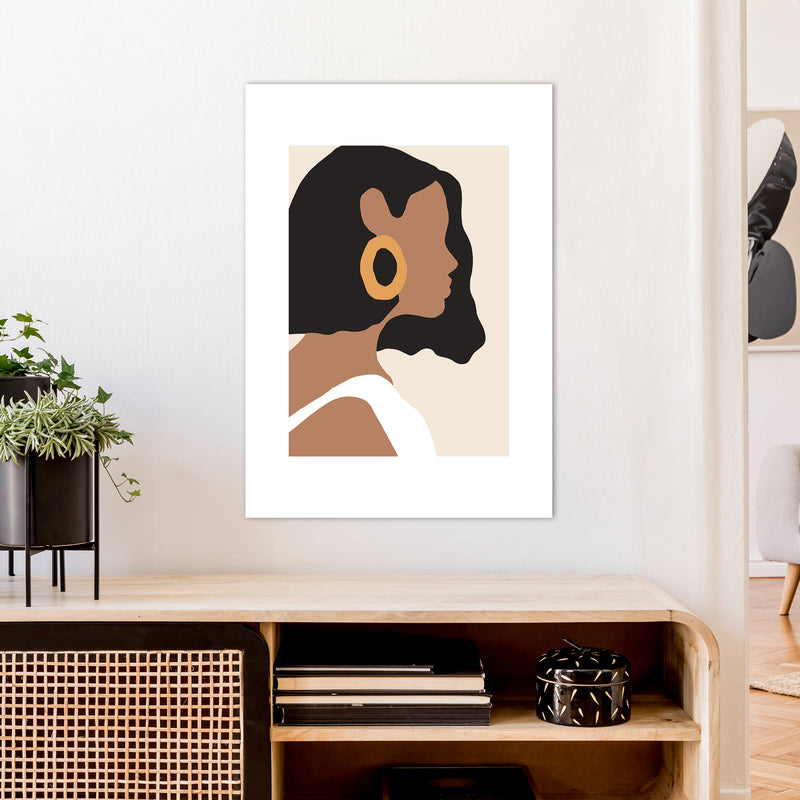 Mica Girl With Earring N6  Art Print by Pixy Paper A1 Black Frame