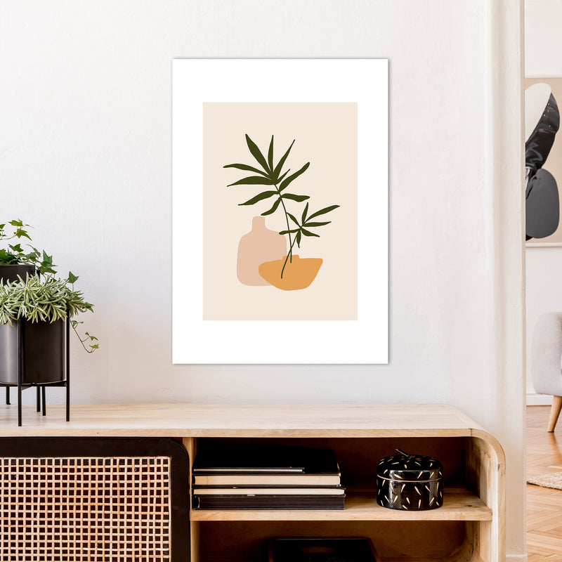 Mica Plant Pots Beige N1  Art Print by Pixy Paper A1 Black Frame