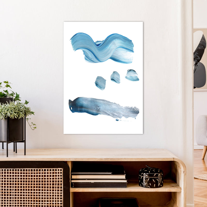 Light Blue Paint Strokes  Art Print by Pixy Paper A1 Black Frame
