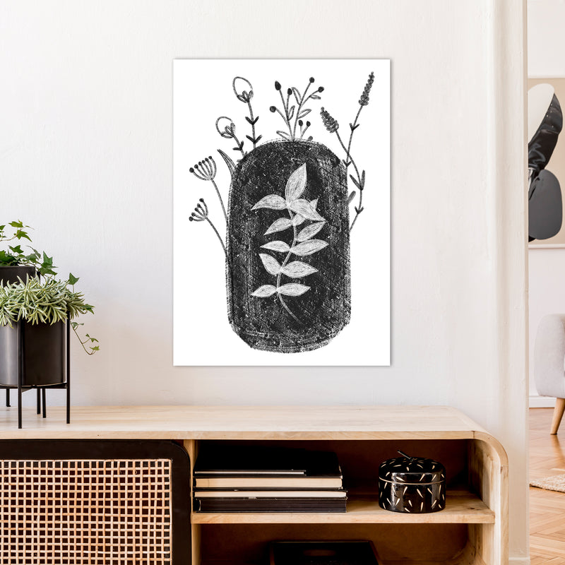 Dalia Chalk Black Floral  Art Print by Pixy Paper A1 Black Frame