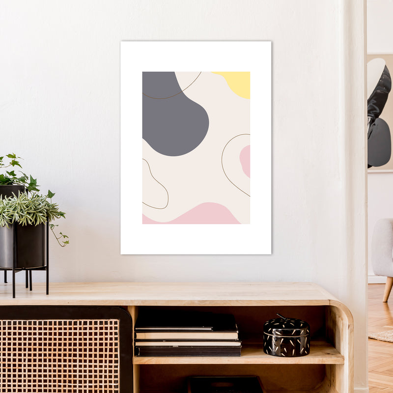 Mila Pink Abstract N17  Art Print by Pixy Paper A1 Black Frame