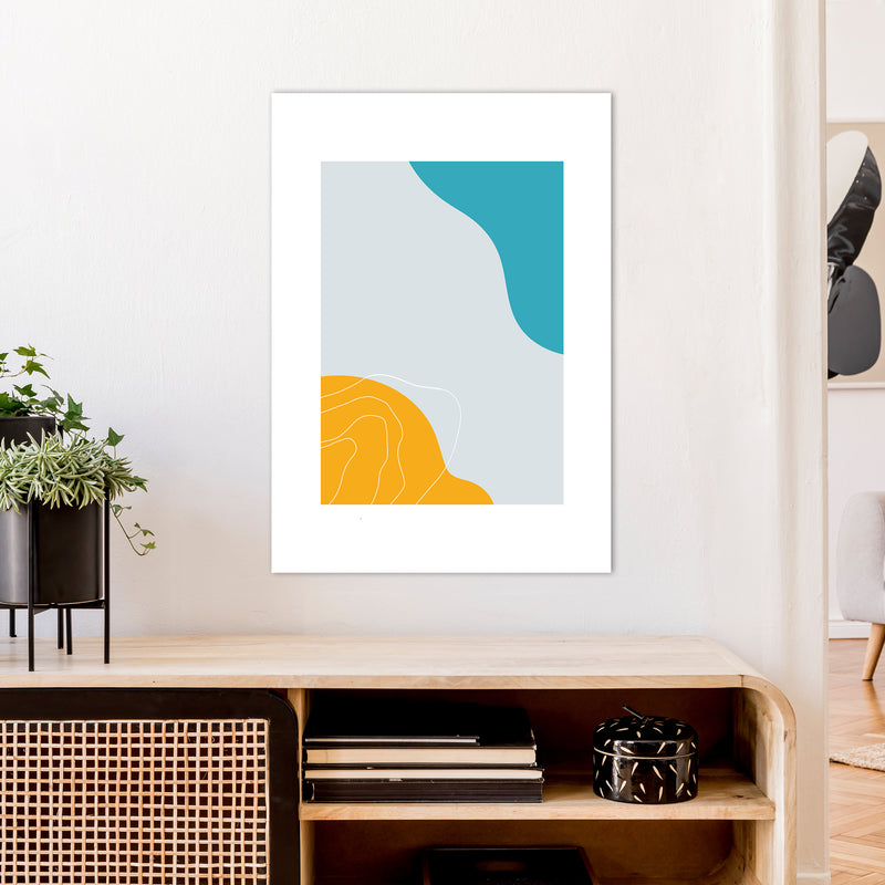 Mita Teal Abstract N19  Art Print by Pixy Paper A1 Black Frame