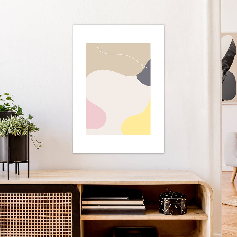 Mila Pink Abstract N24  Art Print by Pixy Paper A1 Black Frame