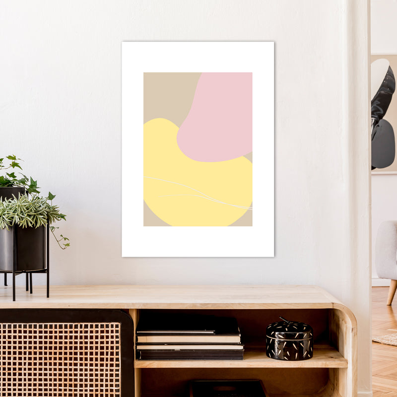 Mila Pink Abstract N20  Art Print by Pixy Paper A1 Black Frame
