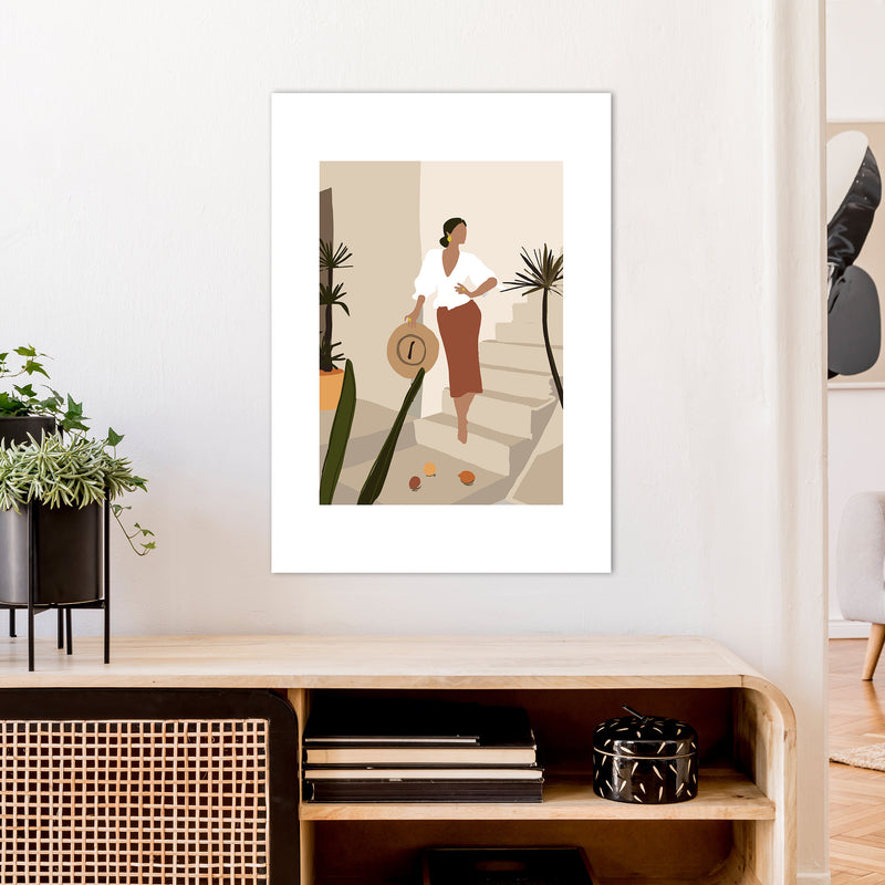 Mica Girl On Stairs N8  Art Print by Pixy Paper A1 Black Frame