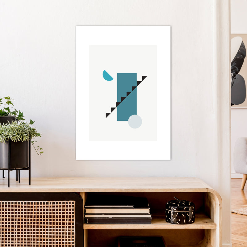 Mita Teal Abstract N11  Art Print by Pixy Paper A1 Black Frame