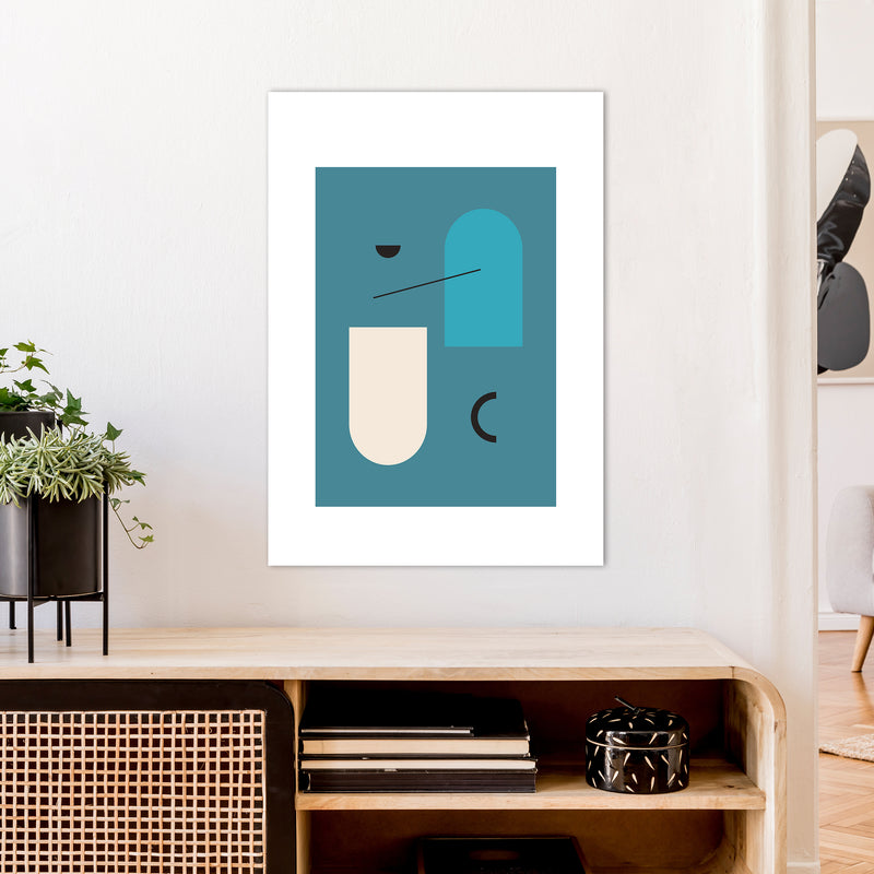 Mita Teal Abstract N4  Art Print by Pixy Paper A1 Black Frame