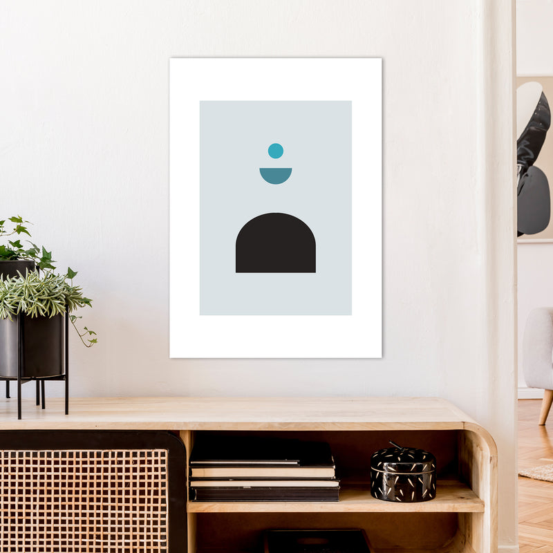 Mita Teal Abstract N12  Art Print by Pixy Paper A1 Black Frame