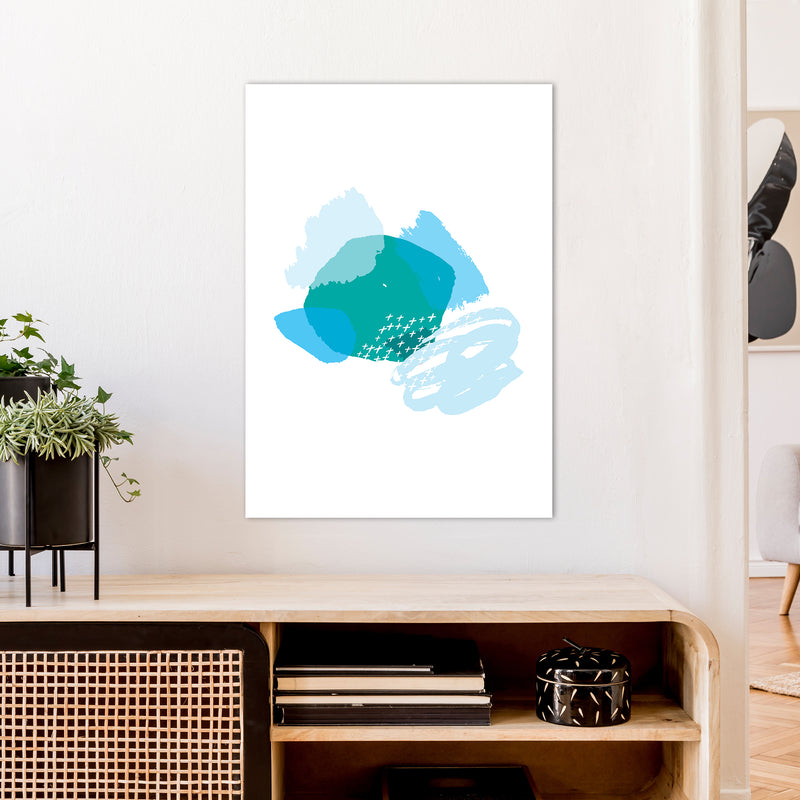 Mismatch Blue And Teal  Art Print by Pixy Paper A1 Black Frame