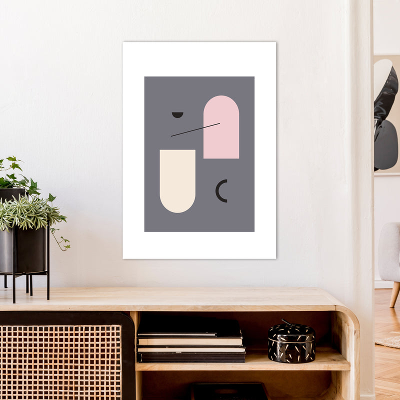 Mila Abstract Pink N5  Art Print by Pixy Paper A1 Black Frame